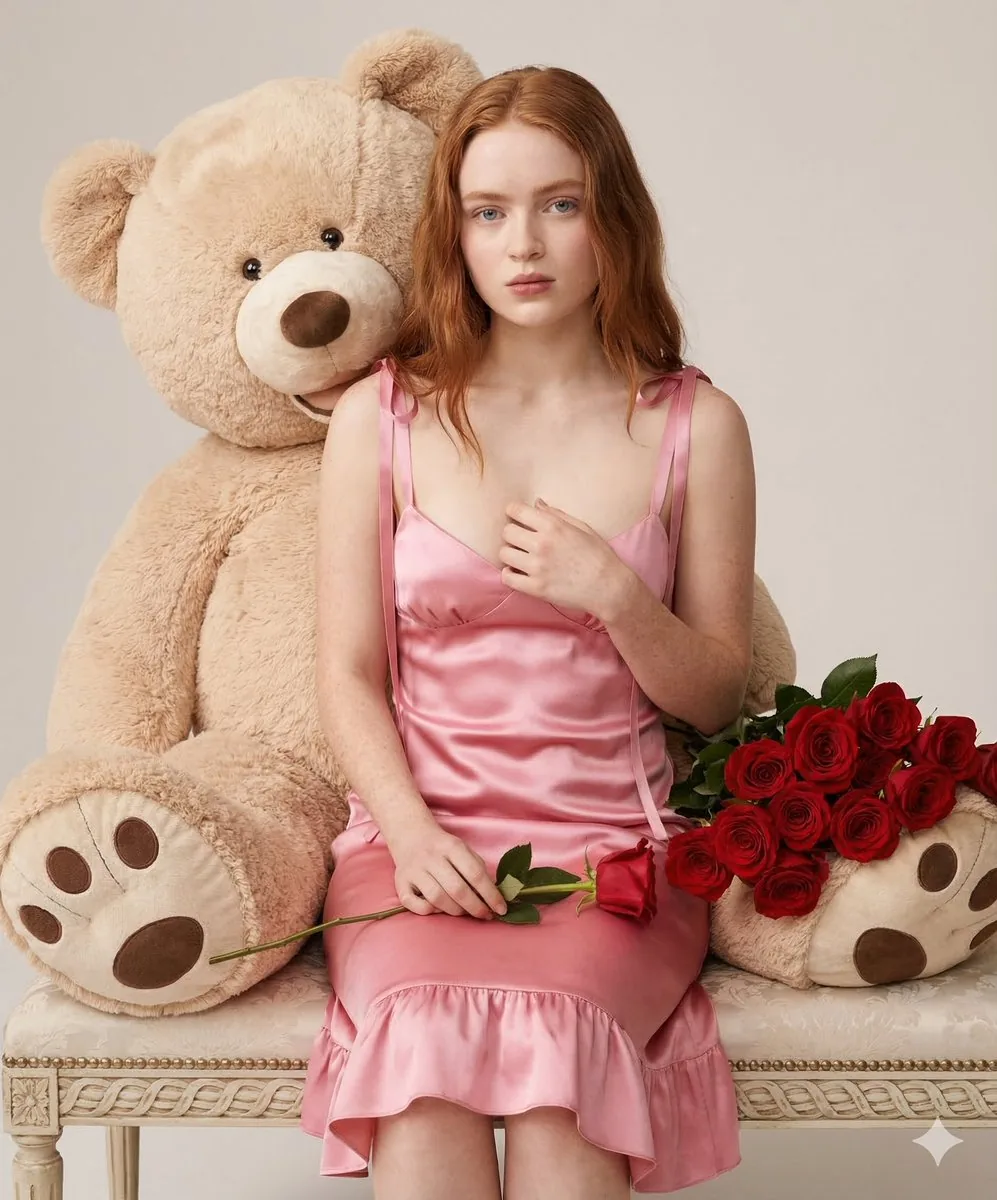 Romantic Teddy Bear Fashion Photography - Nano Banana Pro AI Prompt for Product Marketing reference