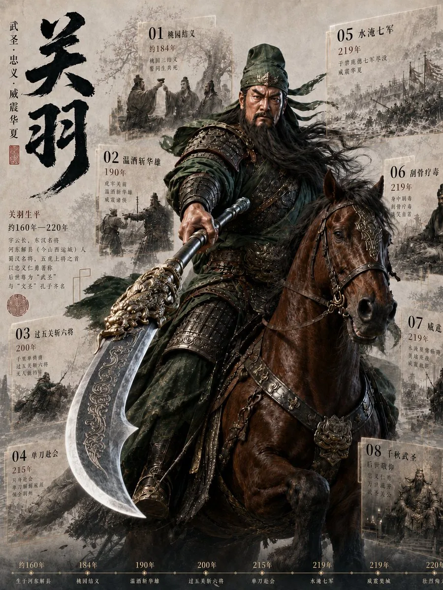 Guan Yu Historical Infographic Poster reference