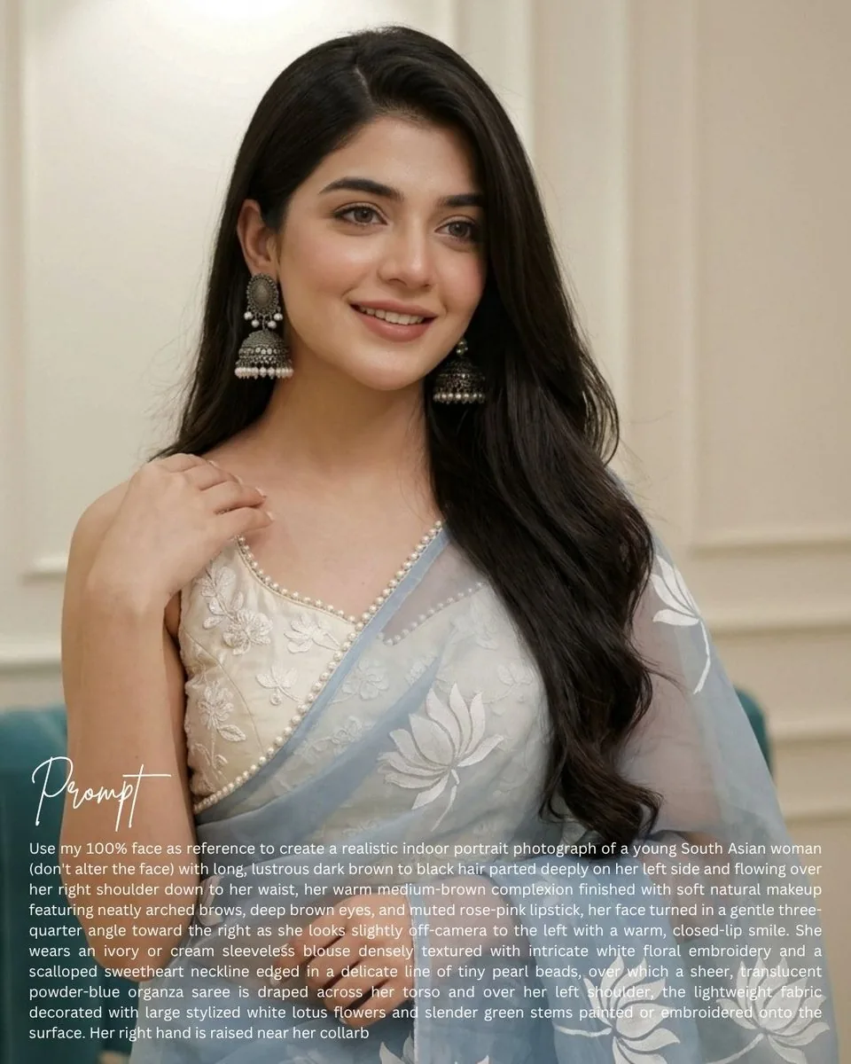 South Asian Saree Prompt Card reference