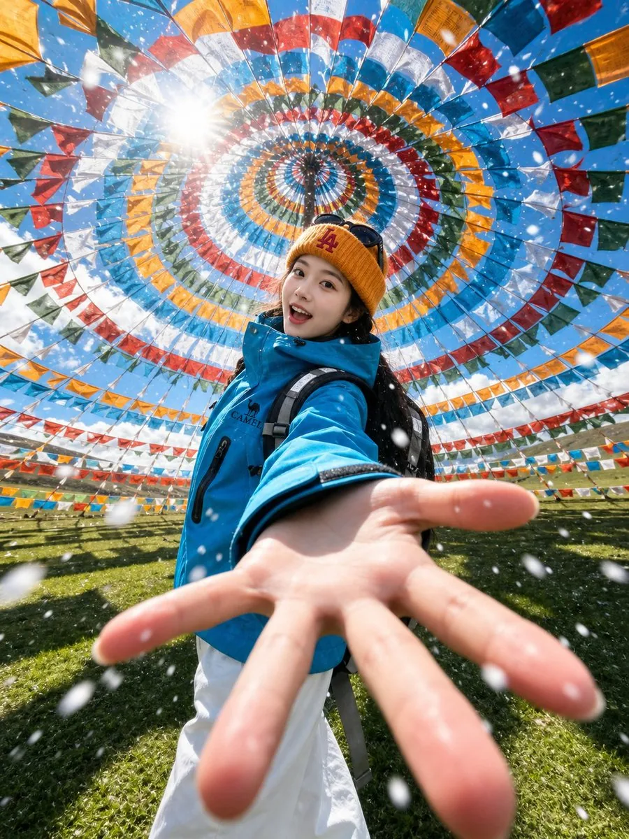 Tibetan Prayer Flag Highland Selfie reference
