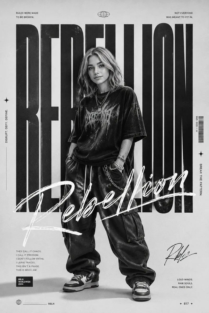 Monochrome Rebellion Streetwear Poster reference