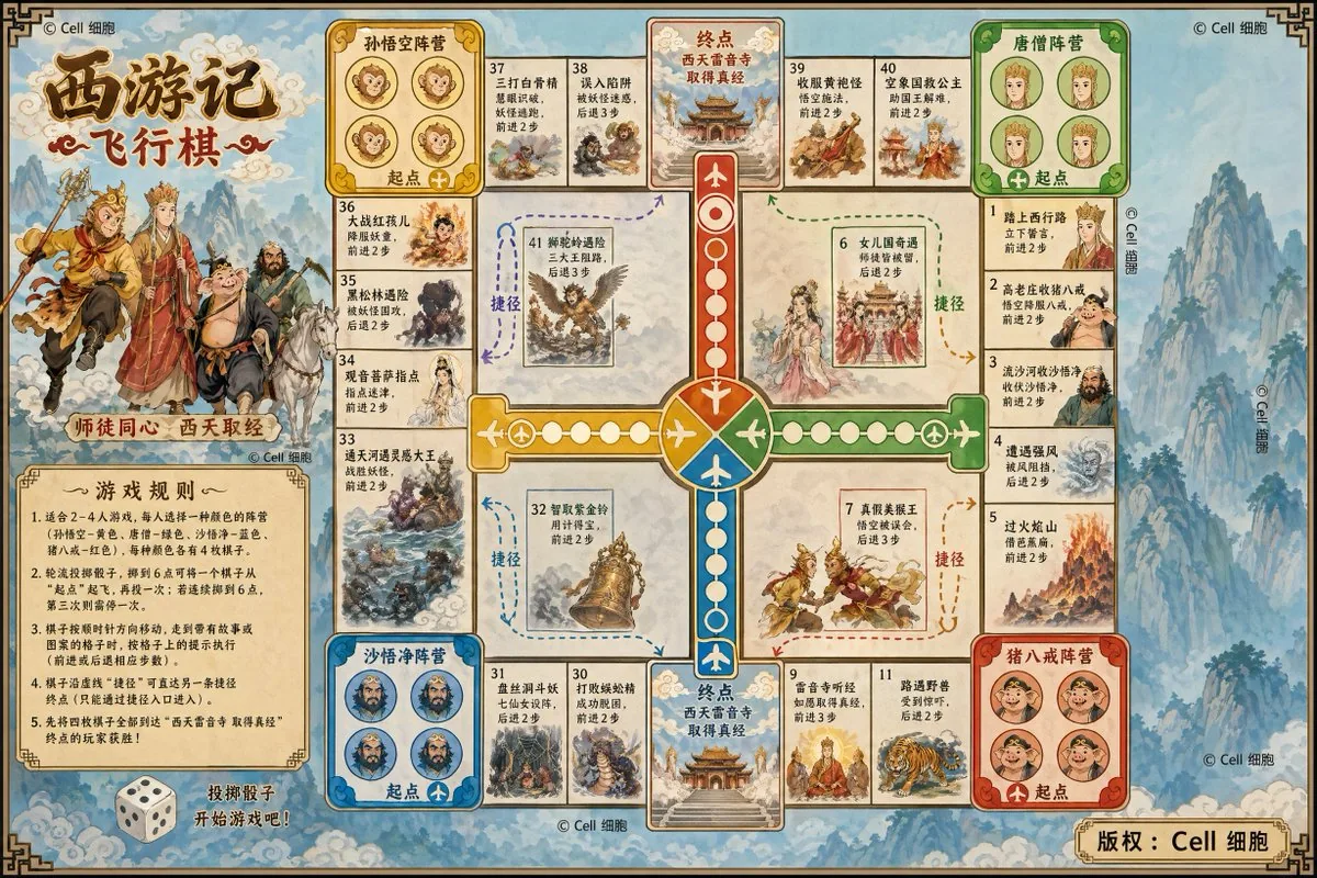 Journey to the West Flying Chess prompt reference