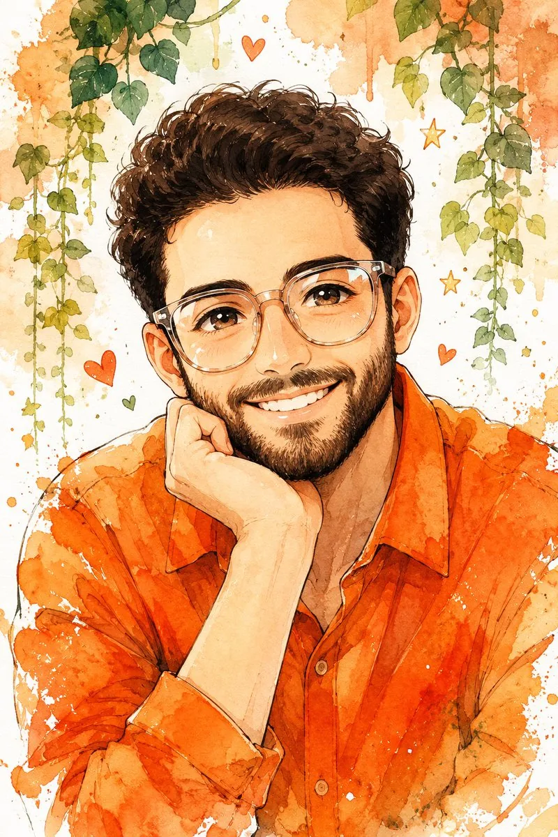 Vibrant Watercolor Anime Portrait reference
