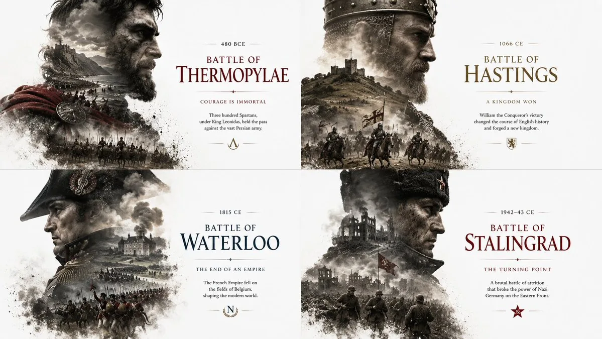 Historical Editorial Battle Poster reference