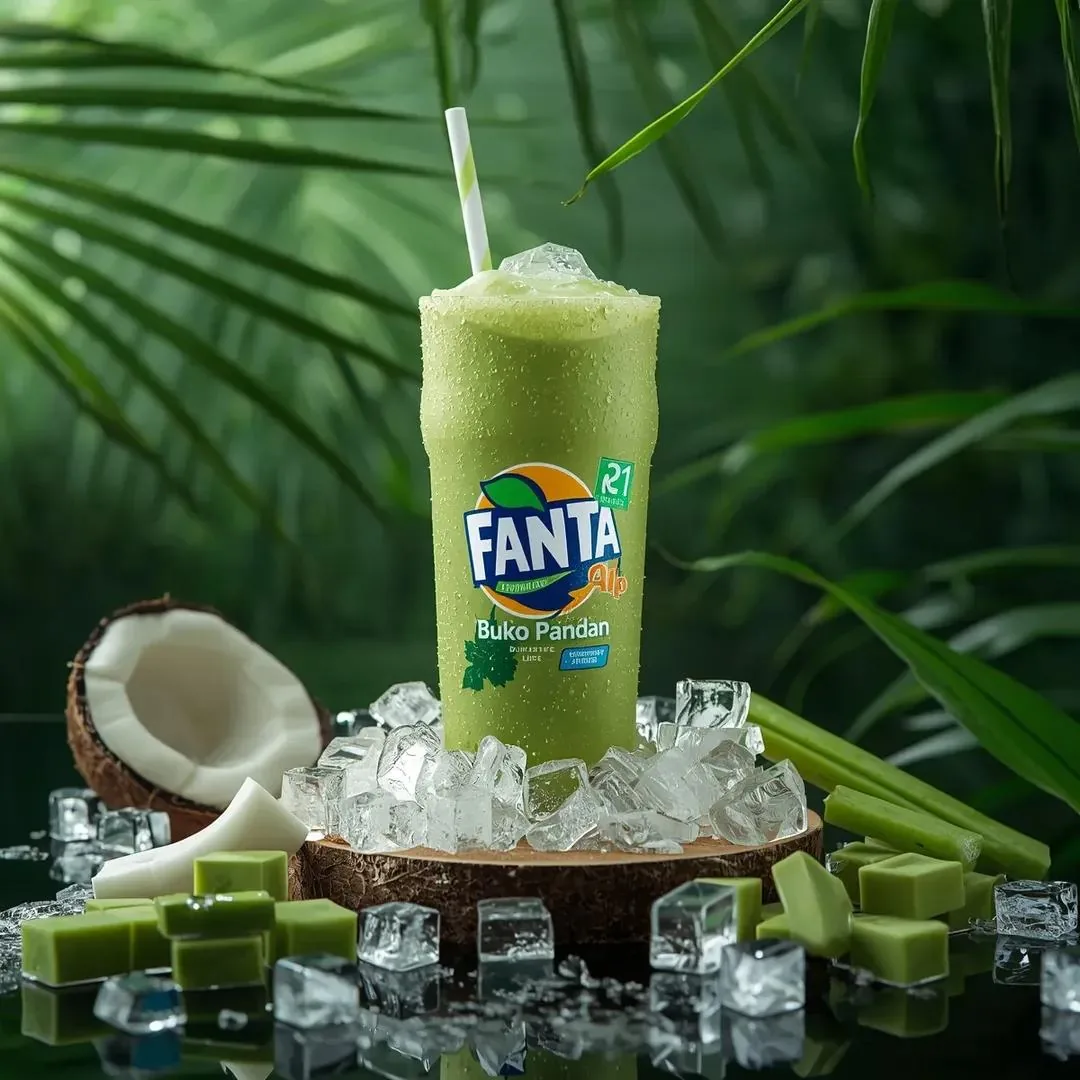 Hyper-realistic Fanta Product Shot Prompt reference