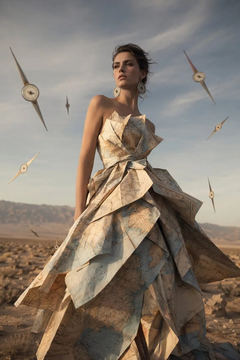 Surreal Map Dress Fashion Editorial reference