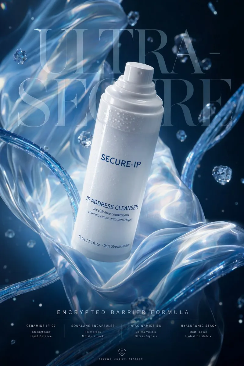 Futuristic Cyber Skincare Ad Poster reference