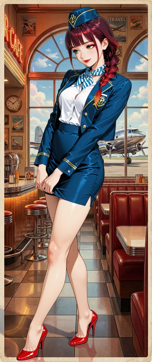 Retro American Pinup Background Prompt (Airport Cafe) reference