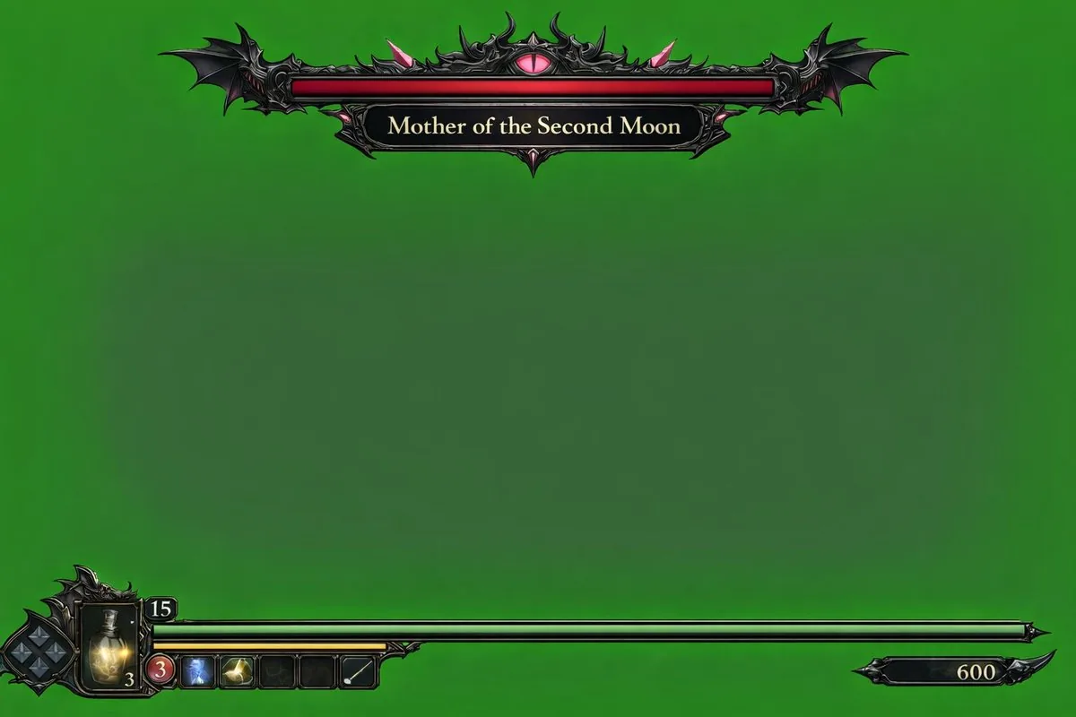 Dark Fantasy Game HUD on Green Screen reference
