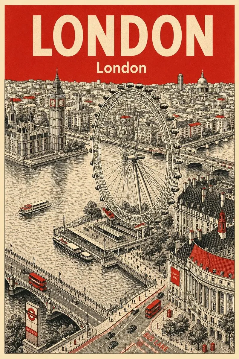 Vintage Travel Poster Illustration reference