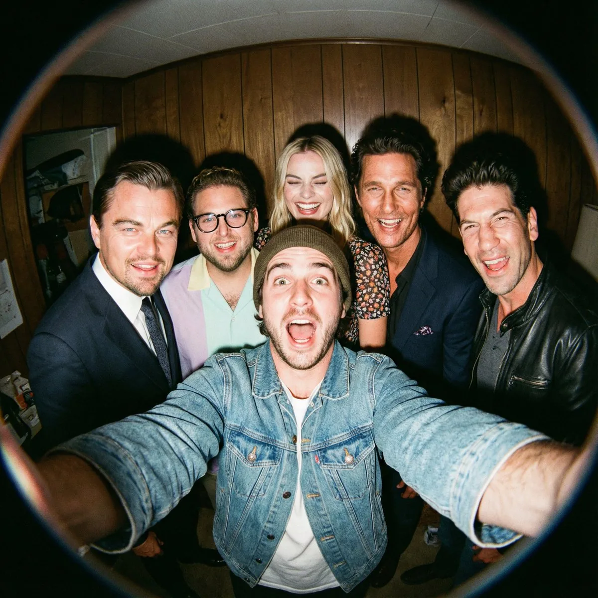 Fisheye selfie with movie characters using Nano Banana Pro - Nano Banana Pro AI Prompt for Profile / Avatar reference
