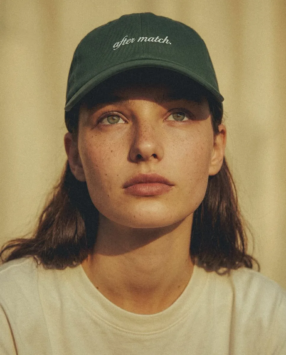 Fashion Editorial Green Cap Portraits - Nano Banana Pro AI Prompt for Social Media Post reference