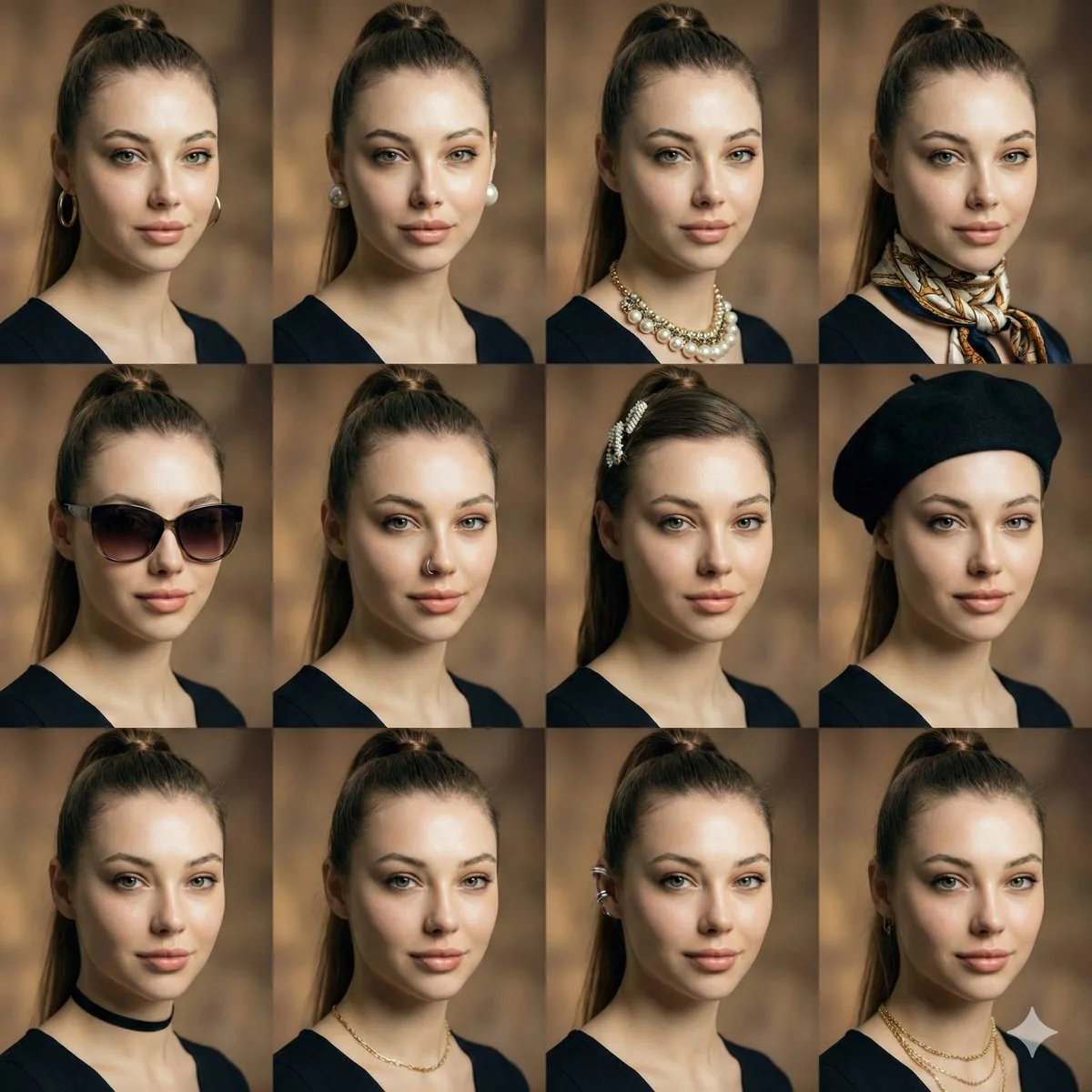 Consistent Facial Symmetry Photo Collage for Accessories reference