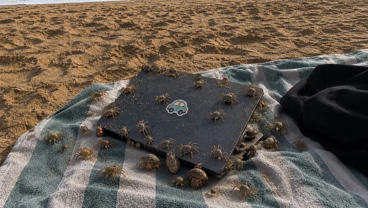 Crowded Crab Beach Laptop Scene reference