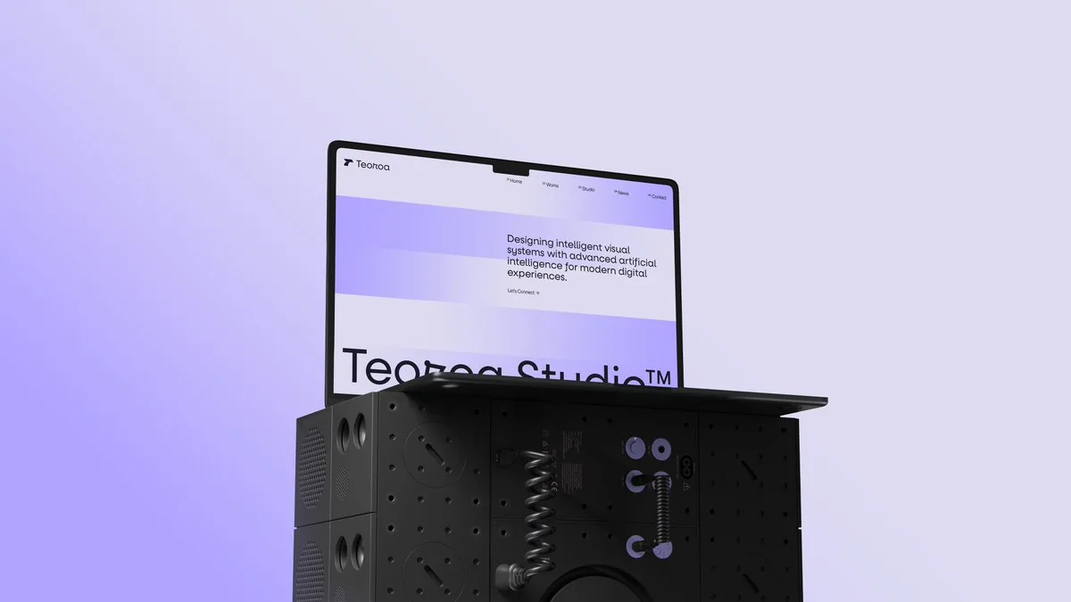 Minimal Laptop on Industrial Pedestal reference