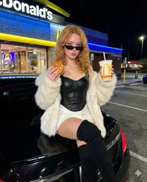 Luxury Nightlife Editorial at McDonald's Parking Lot - Nano Banana Pro AI Prompt for Product Marketing