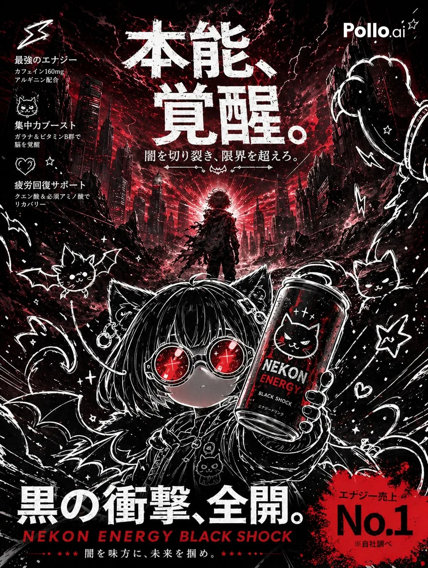 Dark Anime Energy Drink Poster reference