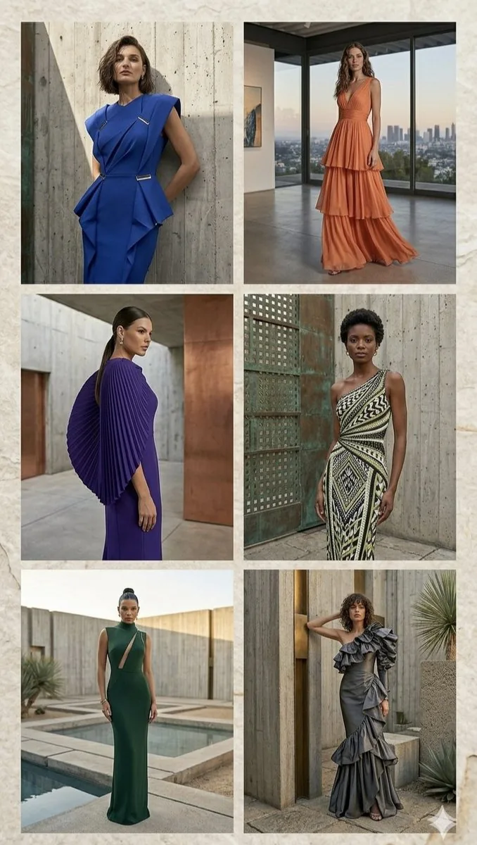 Architectural High-Fashion Gown Collage - Nano Banana Pro AI Prompt for Product Marketing reference