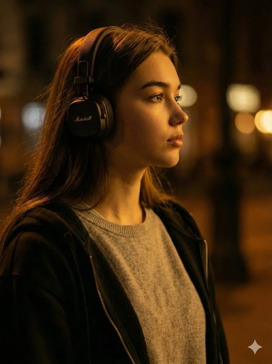 Moody Cinematic Profile Portrait Prompt reference