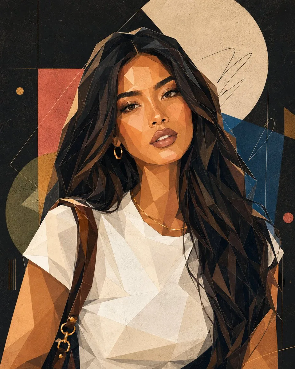 Modern Geometric Polygon Portrait reference