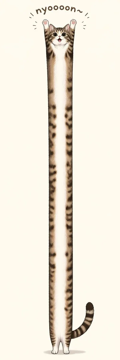 Long Stretching Tabby Cat reference