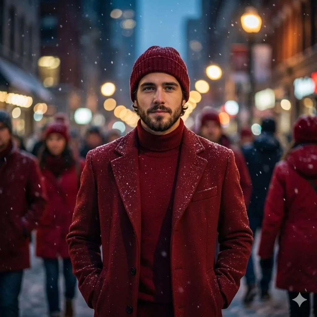 Cinematic Fashion Editorial Portrait in Winter Night - Nano Banana Pro AI Prompt for Social Media Post reference
