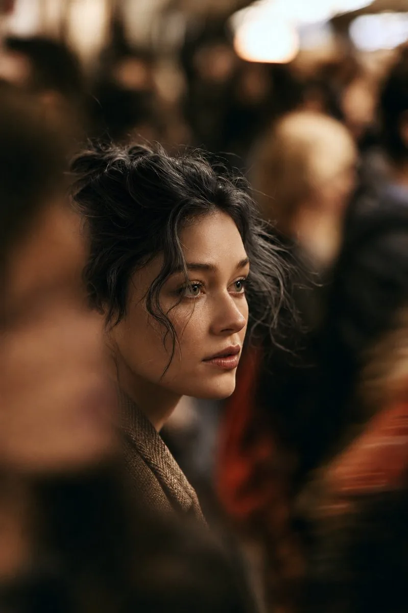 Cinematic Night City Street Portrait reference