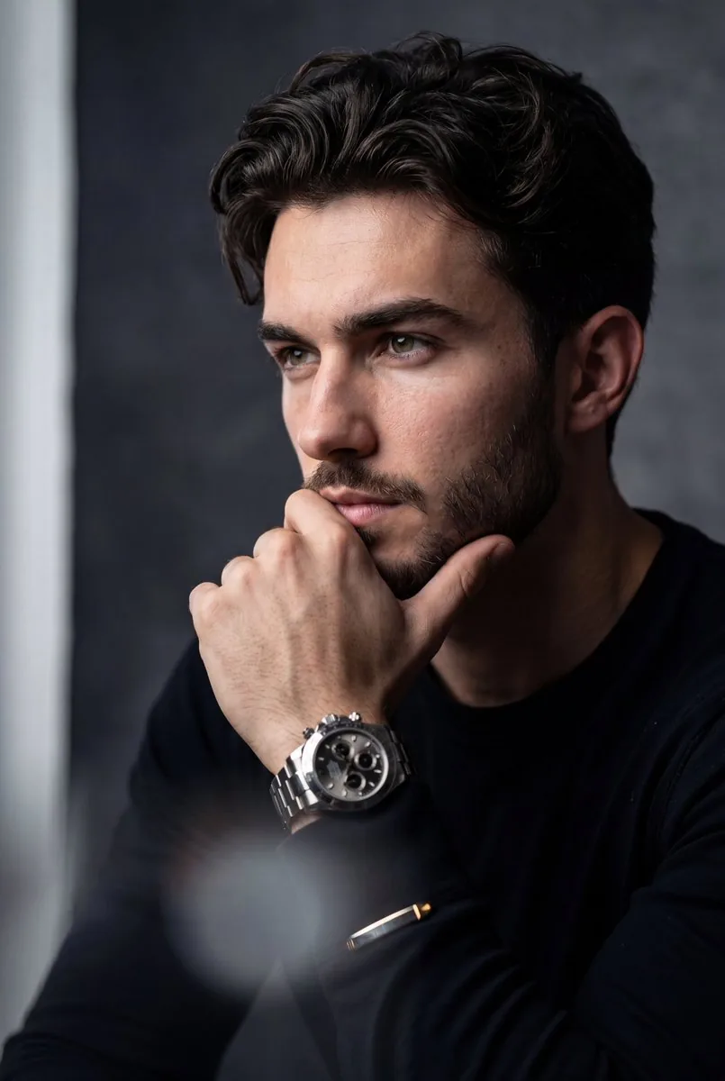 Hyper-Realistic Stoic Portrait reference