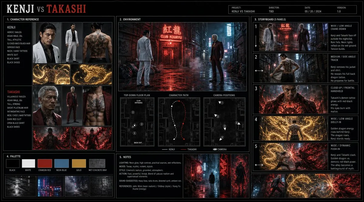 Cinematic Film Pre-Production Sheet reference