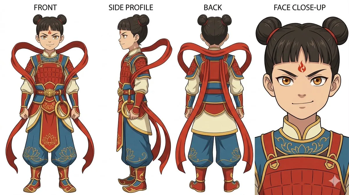 Ghibli Nezha Character Turnaround reference