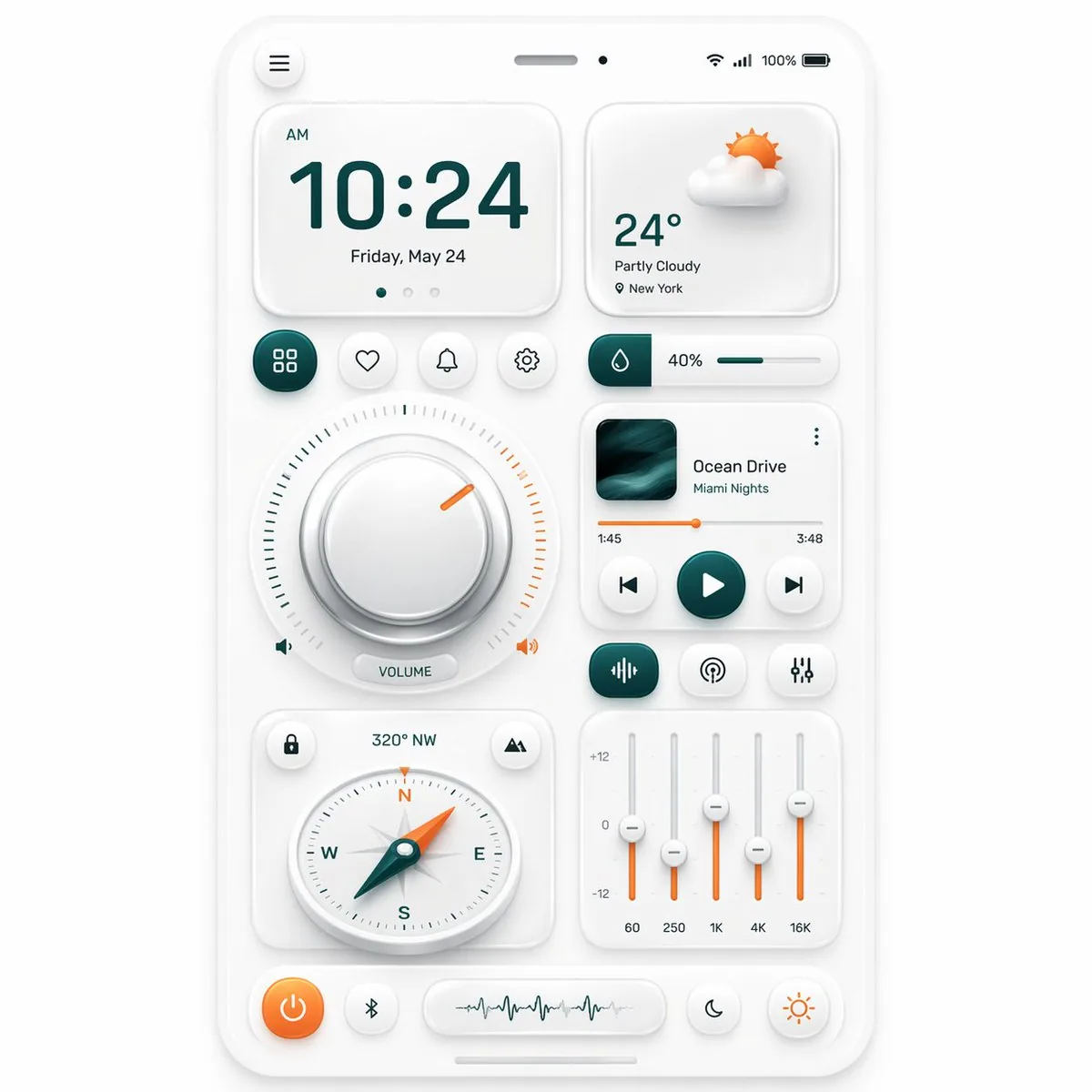 Neumorphic Smart Dashboard UI reference