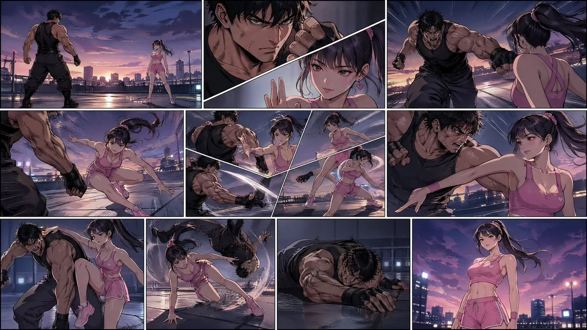 Manhwa Style Fighting Storyboard reference