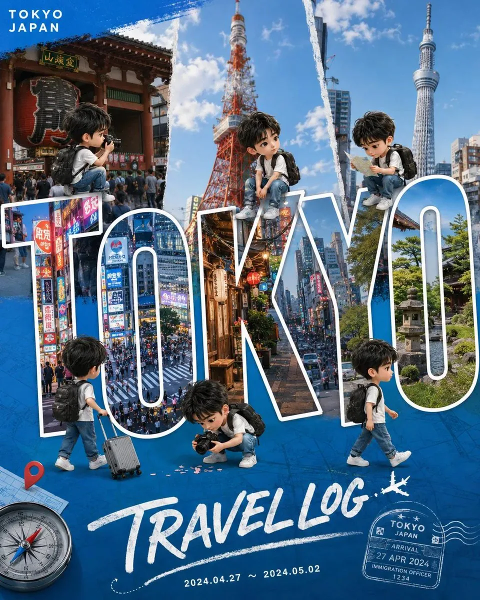 Chibi Travel Vlog Poster Design reference