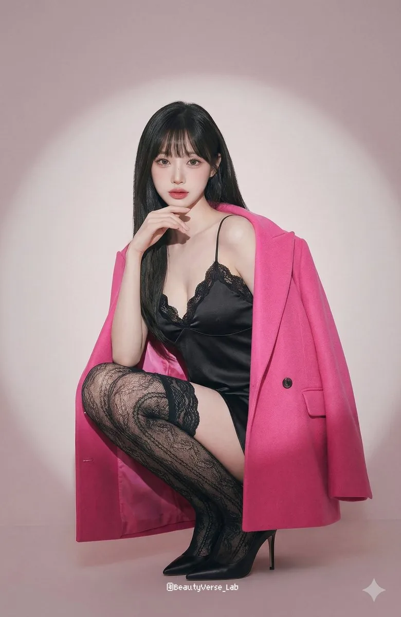 High-Fashion Editorial Portrait with Pink Coat - Nano Banana Pro AI Prompt for Product Marketing reference