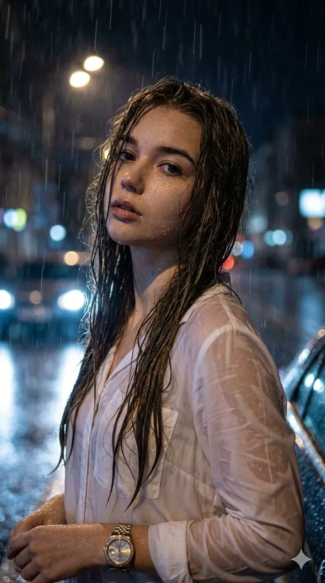 Hyper-Realistic Cinematic Night Portrait in Rain - Nano Banana Pro AI Prompt for Social Media Post reference