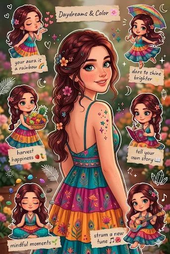 Boho-Chic Positive Vibes Sticker Sheet reference