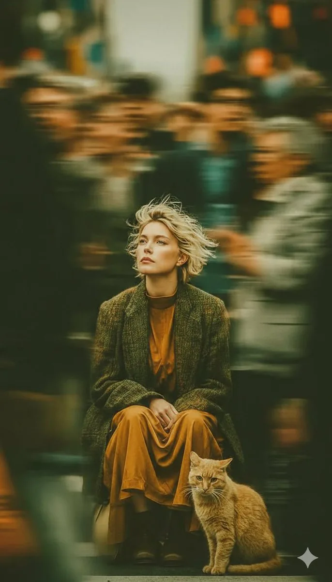Long-Exposure Cinematic Street Photography Portrait - Nano Banana Pro AI Prompt for Social Media Post reference