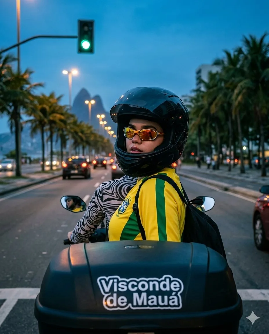 Vintage Moped Ride in Rio - Nano Banana Pro AI Prompt for Social Media Post reference
