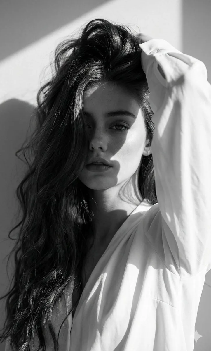 High-Fashion Black and White Editorial Portrait Prompt (Facial Lock) - Nano Banana Pro AI Prompt for Social Media Post reference