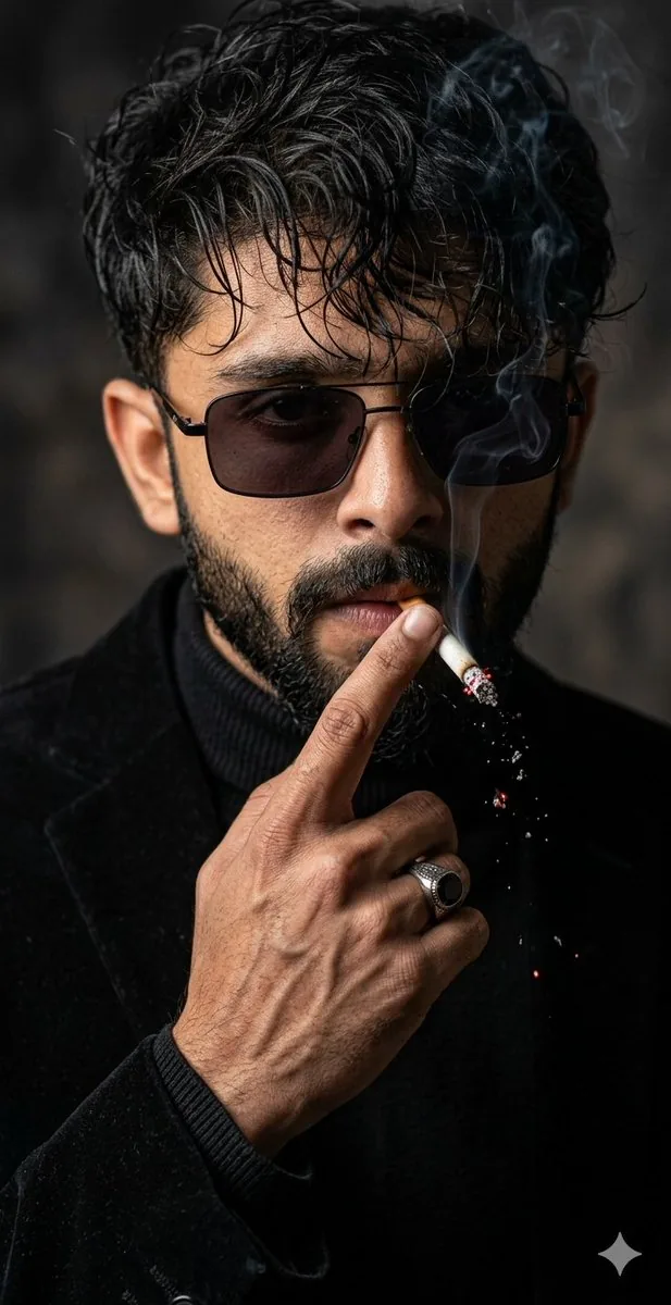 Cinematic Face-Locked Portrait with Cigarette reference