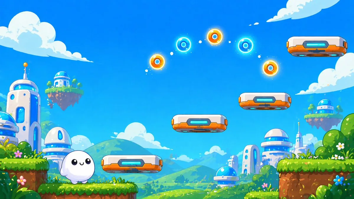 Cute Futuristic Platformer Scene reference