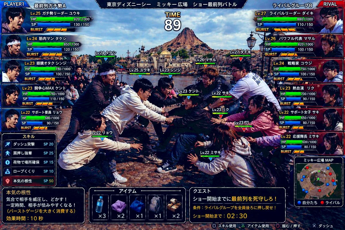 Tokyo DisneySea Front-Row Battle UI reference