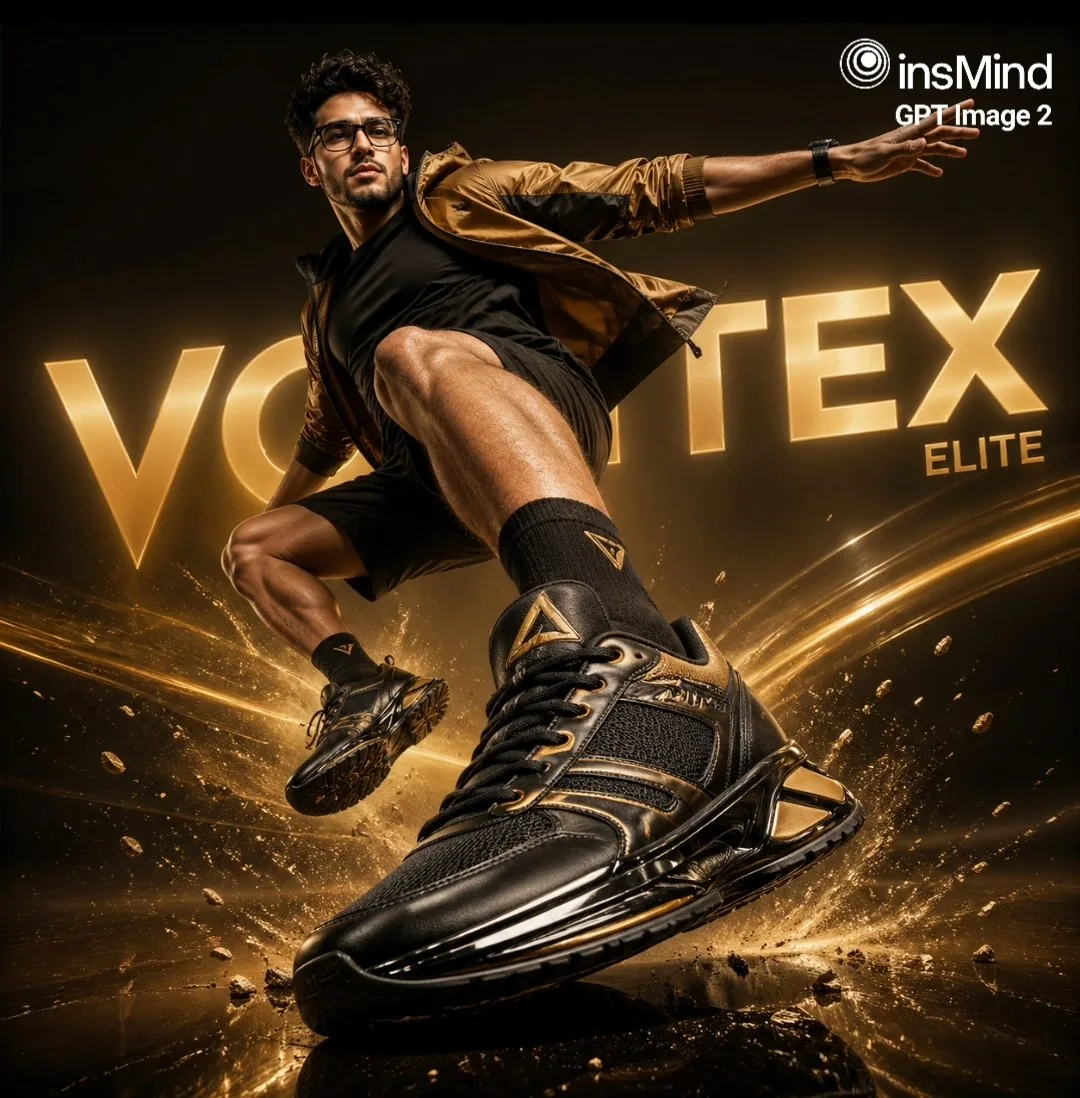Luxury Black and Gold Sneaker Ad reference