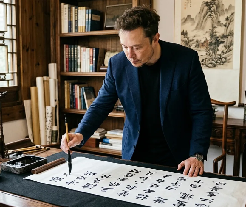 Musk Writing Chinese Calligraphy reference