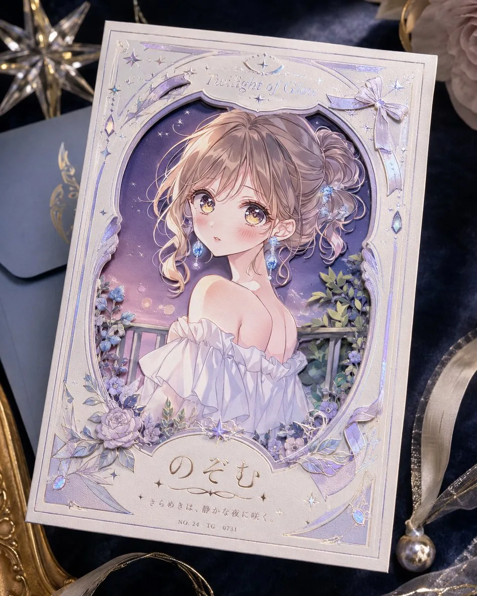 Foil Anime Postcard Design reference