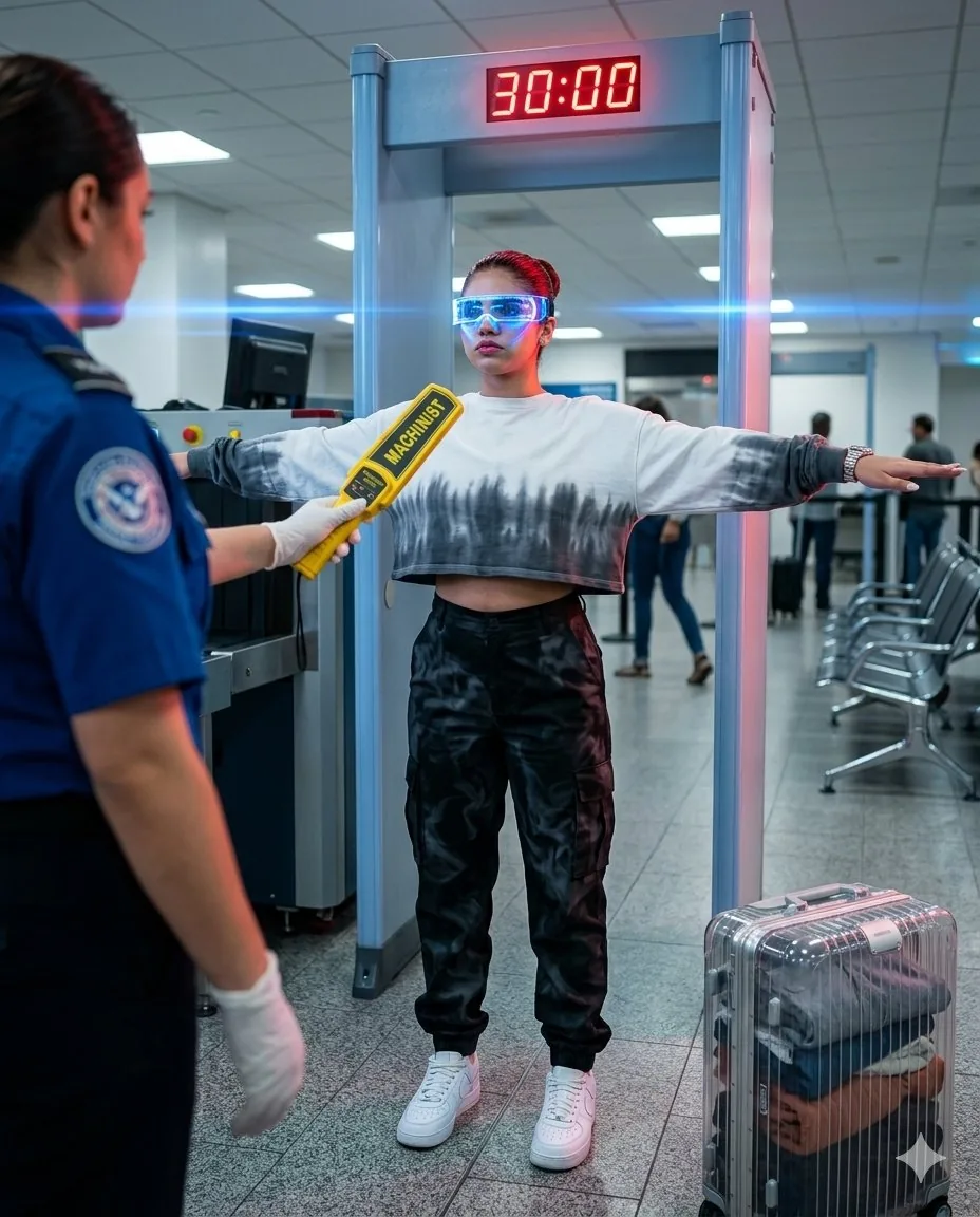 Cyberpunk Airport Security Scene - Nano Banana Pro AI Prompt for Game Asset reference