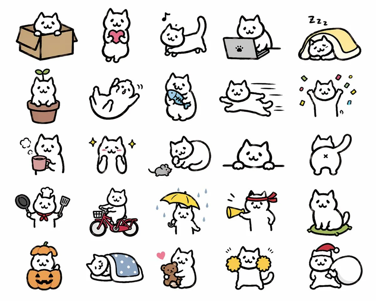 Kawaii Cat Sticker Sheet reference