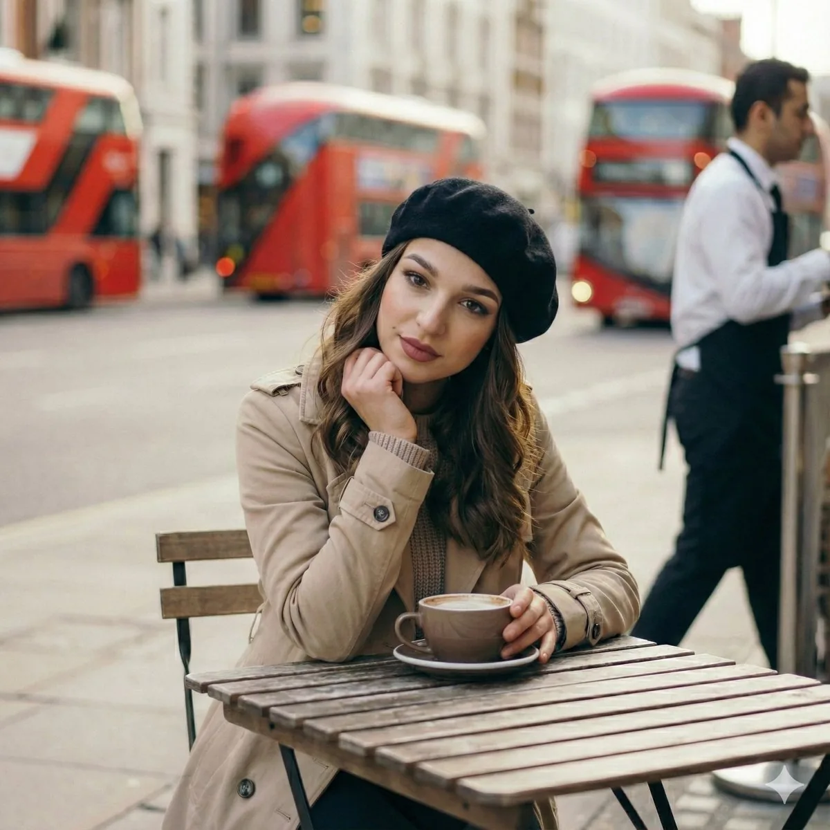 Candid London Cafe Morning Portrait (JSON) - Nano Banana Pro AI Prompt for Social Media Post reference