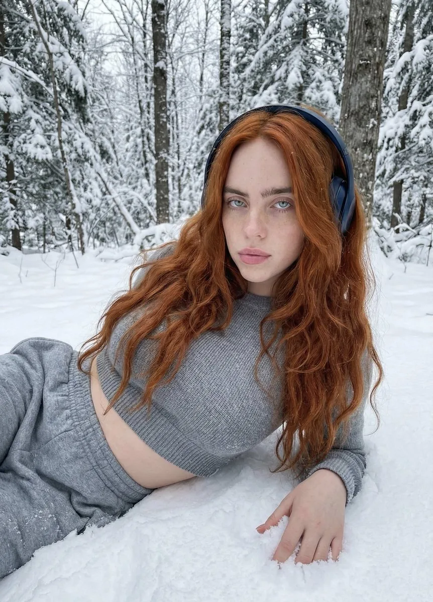 Frozen Beats: Winter Forest Portrait with Headphones - Nano Banana Pro AI Prompt for Social Media Post reference