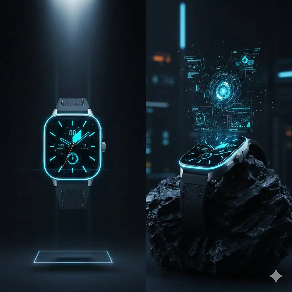 Cyber-Luxury Smartwatch Product Grid Prompt - Nano Banana Pro AI Prompt for Product Marketing reference